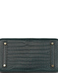 HMS Birkin 30 Vert Fonce Matte Porosus Crocodile Gold Hardware