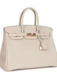 HMS Birkin 35 Craie Togo Rose Gold Hardware