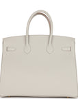 HMS Birkin 35 Gris Perle Togo Gold Hardware