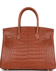 HMS Birkin 30 Gold Matte Alligator Gold Hardware