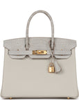 HMS Birkin 30 Gris Perle Matte Alligator and Togo Touch Gold Hardware