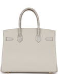 HMS Birkin 30 Gris Perle Matte Alligator and Togo Touch Gold Hardware