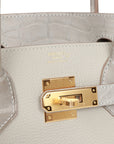 HMS Birkin 30 Gris Perle Matte Alligator and Togo Touch Gold Hardware