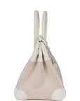 Top Quality HMS Birkin 35 White Gulliver and Toile H Palladium Hardware