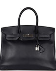 Vintage HMS Birkin 35 Bleu Navy Box Palladium Hardware