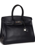 Vintage HMS Birkin 35 Bleu Navy Box Palladium Hardware