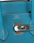 Top Quality HMS Birkin 35 Bleu Jean Togo Palladium Hardware