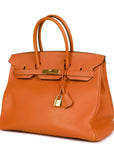Top Quality HMS Birkin 35 Orange H Togo Gold Hardware