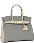 HMS Special Order (HSS) Birkin 30 Gris Mouette and Craie Togo Brushed Gold Hardware