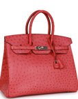 Top Quality HMS Birkin 35 Bougainvillea Ostrich Palladium Hardware