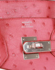 Top Quality HMS Birkin 35 Bougainvillea Ostrich Palladium Hardware