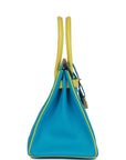 Top Quality HMS Special Order (HSS) Birkin 30 Bleu Turquoise and Lime Chevre Gold Hardware
