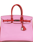 Top Quality HMS Special Order (HSS) Birkin 35 Bubblegum and Bougainvillea Epsom Palladium Hardware