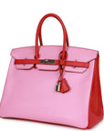 Top Quality HMS Special Order (HSS) Birkin 35 Bubblegum and Bougainvillea Epsom Palladium Hardware