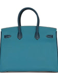HMS Special Order (HSS) Birkin 35 Tricolor Gris Tourterelle, Bleu Jean, and Bleu de Malte Clemence Palladium Hardware
