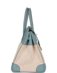 Top Quality HMS Birkin 35 Toile H and Ciel Clemence Palladium Hardware