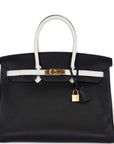Top Quality HMS Special Order (HSS) Birkin 35 Black and White Clemence Gold Hardware