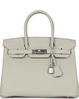 HMS Birkin 30 Gris Neve Togo Palladium Hardware