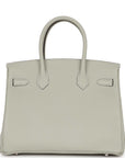 HMS Birkin 30 Gris Neve Togo Palladium Hardware