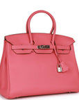 Top Quality HMS Birkin 35 Rose Lipstick Togo Palladium Hardware