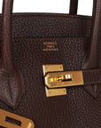 Vintage HMS Birkin 35 Marron Fonce Fjord Gold Hardware