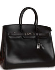 Top Quality HMS Special Order (HSS) Birkin 35 Black Box Verso Palladium Hardware