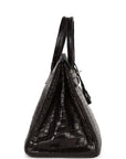 Top Quality HMS Birkin 35 Black Matte Crocodile Porosus Palladium Hardware