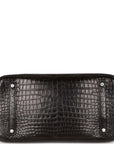Top Quality HMS Birkin 35 Black Matte Crocodile Porosus Palladium Hardware