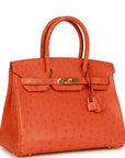 Top Quality HMS Birkin 30 Tangerine Ostrich Gold Hardware