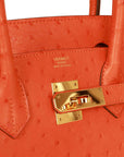 Top Quality HMS Birkin 30 Tangerine Ostrich Gold Hardware