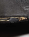 HMS Birkin 25 Black Matte Porosus Crocodile Gold Hardware