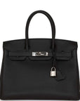 Top Quality HMS Birkin 30 Black Togo Palladium Hardware