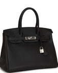 Top Quality HMS Birkin 30 Black Togo Palladium Hardware