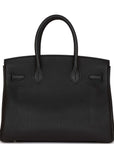 Top Quality HMS Birkin 30 Black Togo Palladium Hardware