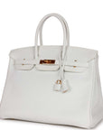 HMS Special Order (HSS) Birkin 35 White Clemence Gold Hardware