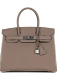 Top Quality HMS Special Order (HSS) Birkin 30 Gris Tourterelle and Craie Togo Palladium Hardware