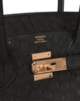 HMS Birkin 30 Black Ostrich Rose Gold Hardware