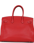 Top Quality HMS Birkin 35 Rouge Casaque Clemence Palladium Hardware