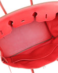 Top Quality HMS Birkin 35 Rouge Casaque Clemence Palladium Hardware
