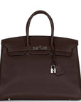 Top Quality HMS Birkin 35 Chocolate Togo Palladium Hardware