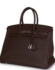 Top Quality HMS Birkin 35 Chocolate Togo Palladium Hardware