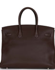 Top Quality HMS Birkin 35 Chocolate Togo Palladium Hardware