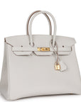 HMS Birkin 35 Gris Pale Togo Gold Hardware