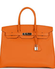 Top Quality HMS Birkin 35 Orange H Togo Palladium Hardware
