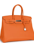 Top Quality HMS Birkin 35 Orange H Togo Palladium Hardware