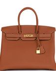 HMS Special Order (HSS) Birkin 35 Gold Togo Verso Brushed Gold Hardware
