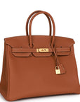 HMS Special Order (HSS) Birkin 35 Gold Togo Verso Brushed Gold Hardware