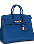 Top Quality HMS Birkin 25 Bleu France Togo Gold Hardware