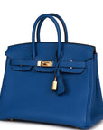 Top Quality HMS Birkin 25 Bleu France Togo Gold Hardware