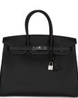 HMS Birkin 35 Black Togo Palladium Hardware